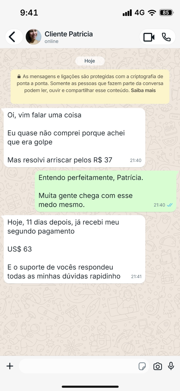 Print de conversa de cliente