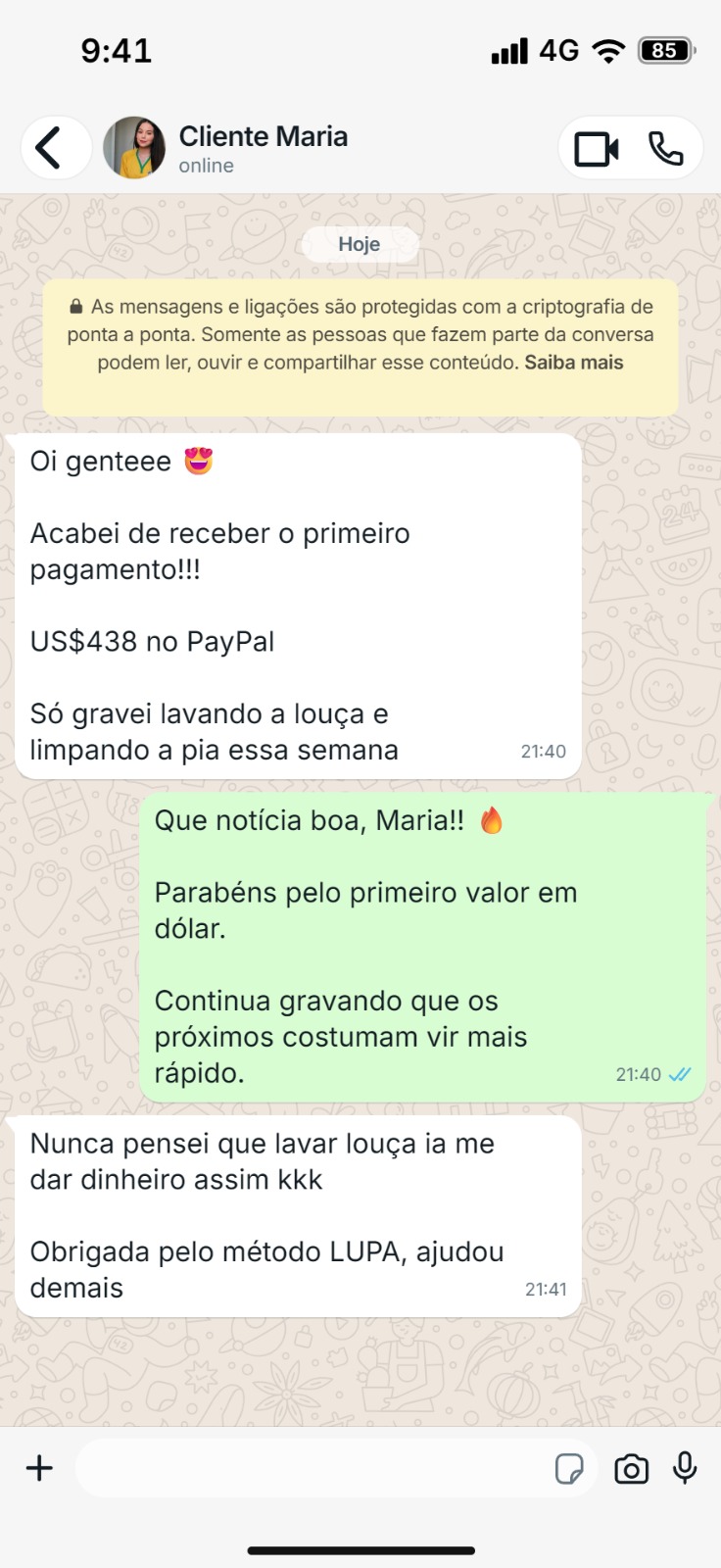 Print de conversa de cliente