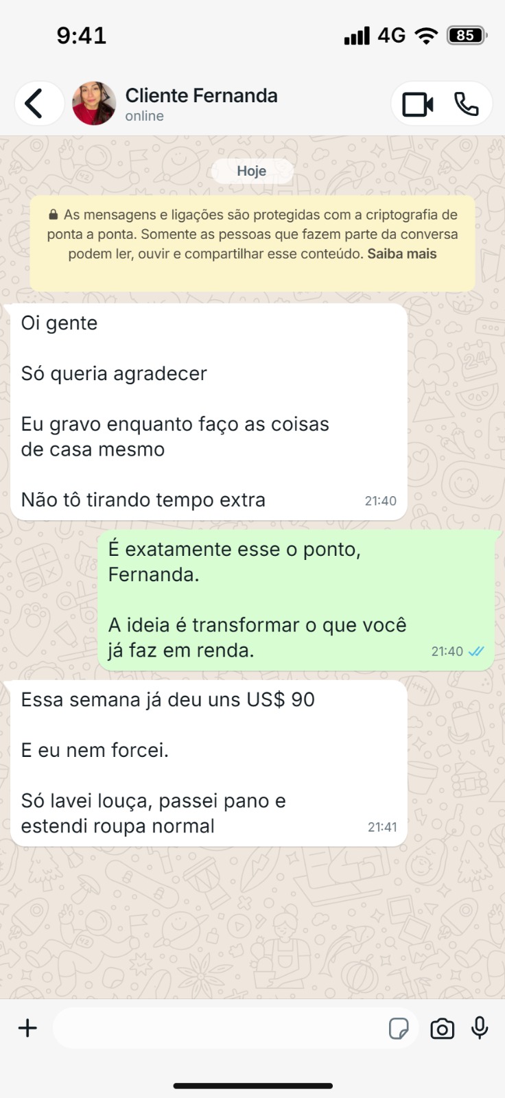 Print de conversa de cliente